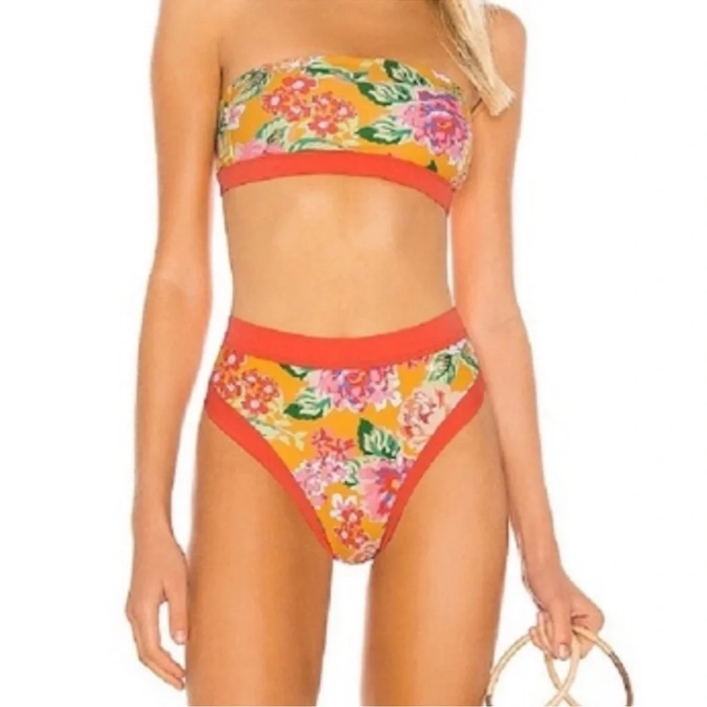 Lovers + Friends Floral Bandeau Bikini Set Size small - Picture 4 of 8